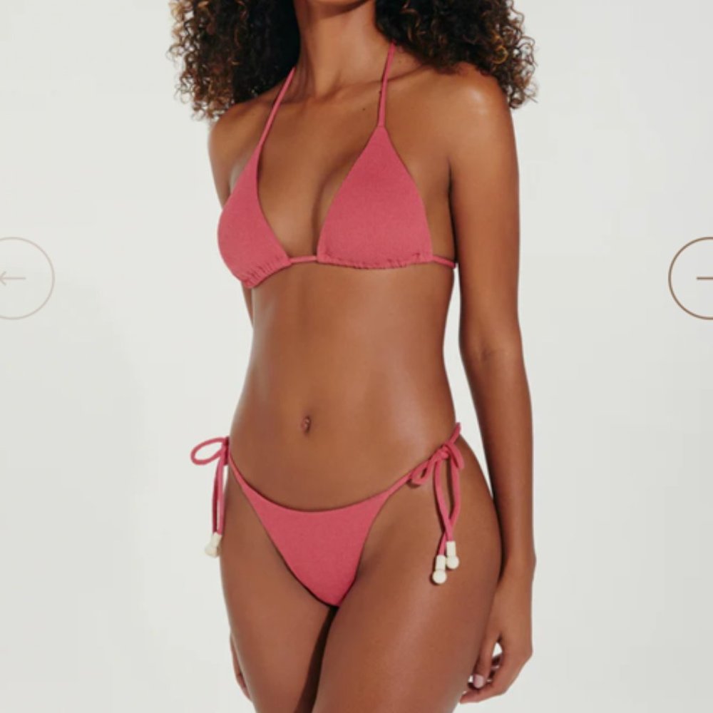 ViX Firenze Zene Bikini - Tie Side Bottom & Tri T Back Top Ballet Pink - NWT
